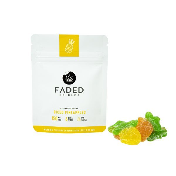 Faded Edibles – CBD 150mg Diced Pineapples | MMJDirect Canada