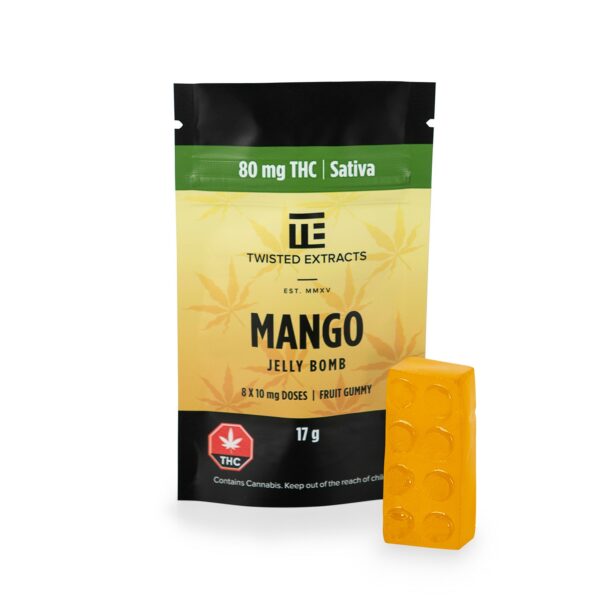 Twisted Extracts- Mango Jelly bomb – SATIVA – 80MG THC | MMJDirect Canada