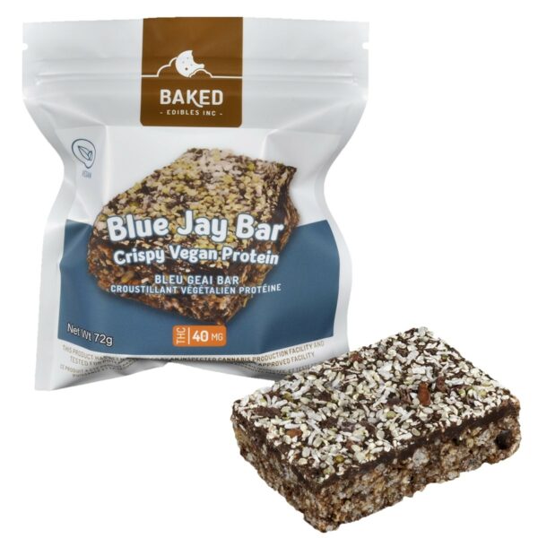 Baked Edibles – Crispy Vegan Blue Jay Bar 40mg THC | MMJDirect Canada