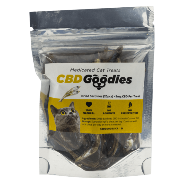 CBD Goodies – Medicated Cat Treats – Dried Sardines – 100mg CBD | MMJDirect Canada