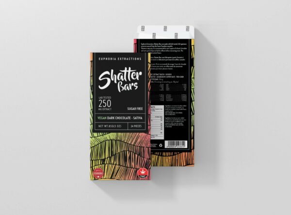 Euphoria Extractions – Shatter Bars – Vegan Dark Chocolate (Sugar Free) – Sativa – 250mg THC | MMJDirect Canada