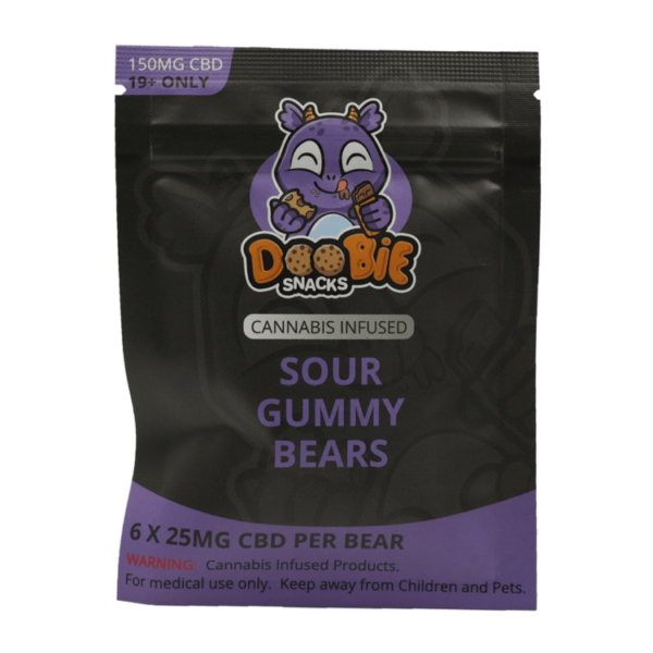Doobie Snacks – CBD Sour Gummy Bears – 150mg CBD | MMJDirect Canada