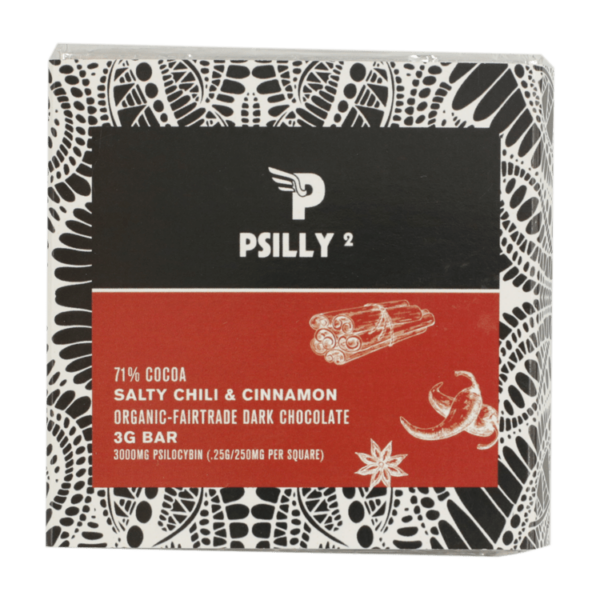 Psilly – Dark Chocolate Bar – Salty Chili & Cinnamon | MMJDirect Canada