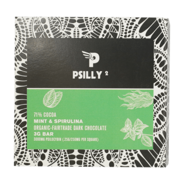 Psilly – Dark Chocolate Bar – Mint & Spirulina | MMJDirect Canada
