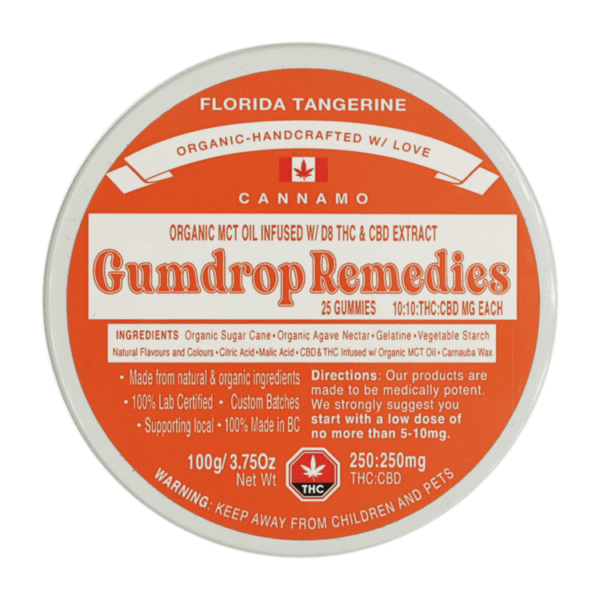 Gumdrop Remedies – Florida Tangerine 1:1 Gummies – 250mg THC/250mg CBD | MMJDirect Canada