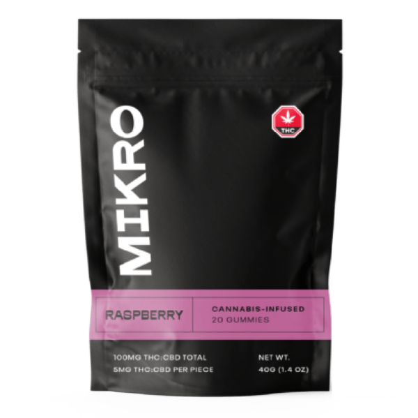 Mikro – 1:1 THC/CBD Gummies – 100mg – Raspberry | MMJDirect Canada