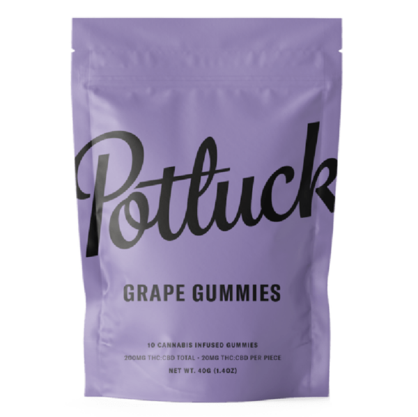 Potluck Extracts – Grape Gummies (1:1) – 100mg THC / 100mg CBD | MMJDirect Canada