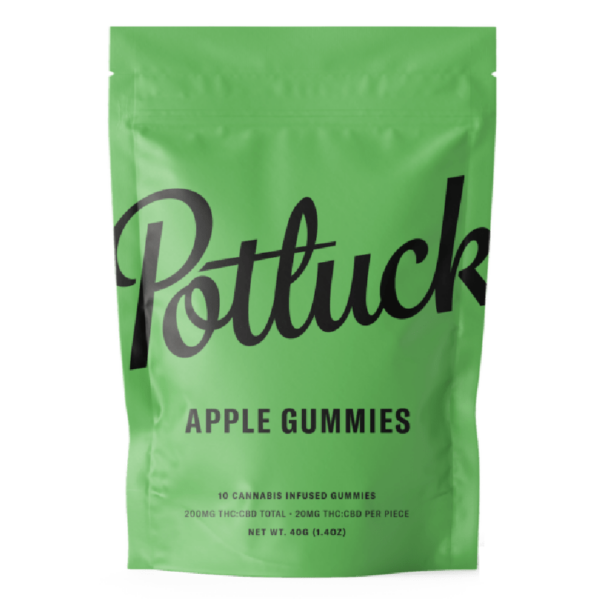 Potluck Extracts – Apple Gummies (1:1) – 100mg THC / 100mg CBD | MMJDirect Canada