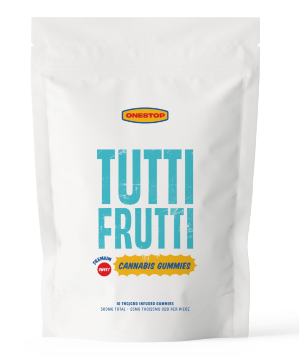 OneStop – Tutti Frutti 1:1 Gummies – 250mg THC / 250mg CBD | MMJDirect Canada